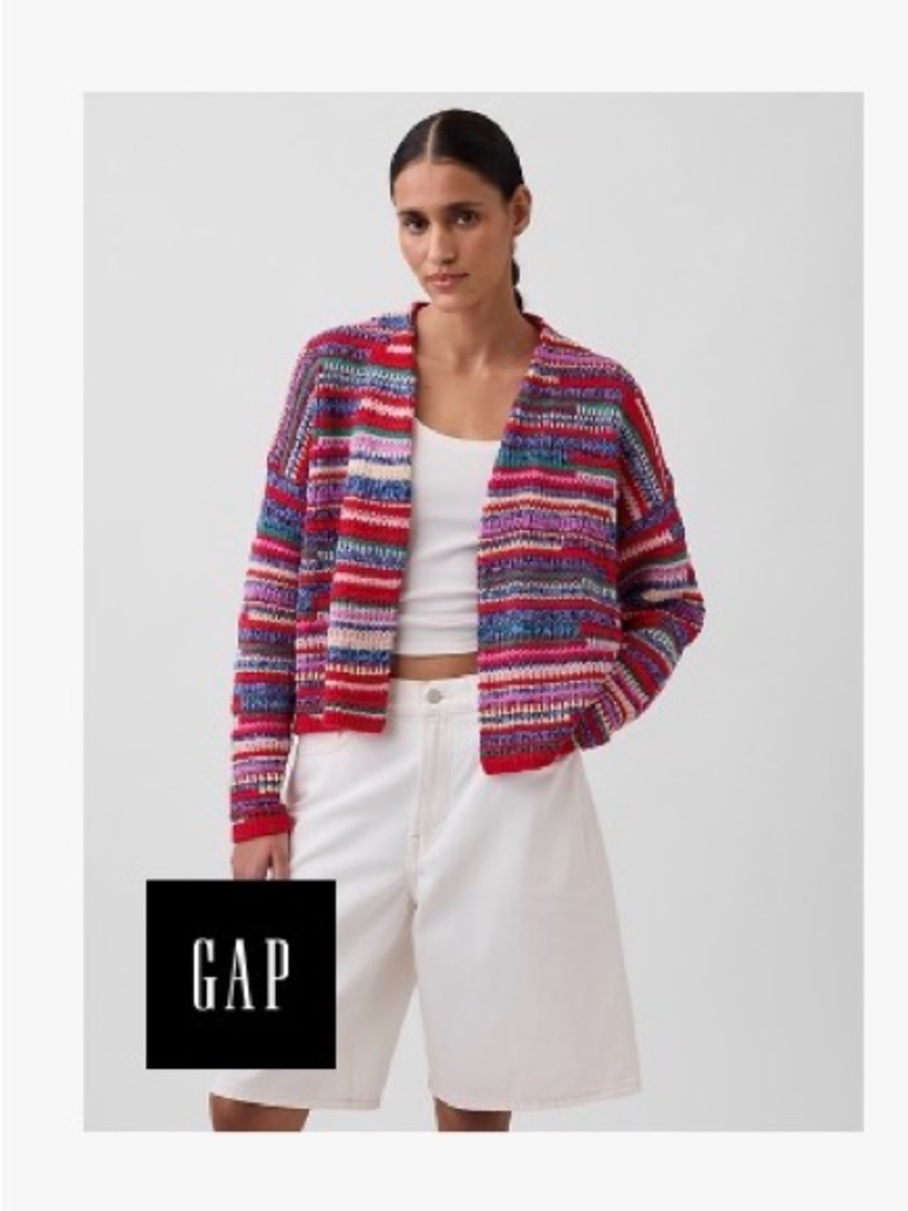 GAP Oversized Open Stripe Cardigan Cotton Sweater